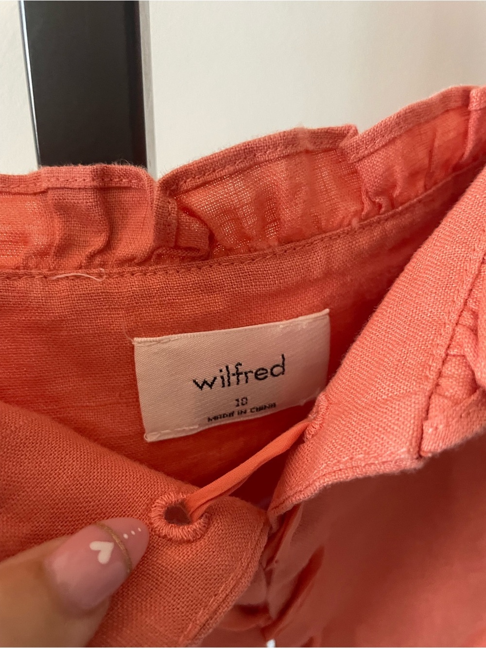 NEW Wilfred 100% Linen Sariah Crop Top Boho Cottagecore Ruffled Corset Coral - Picture 6 of 9